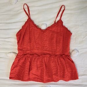 NWOT Orange-red eyelet tank top (Marshall’s)